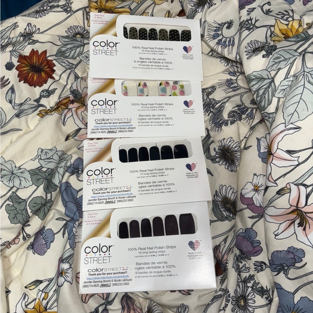 Color Street Nail Polish Strips - Black, White, Floral Designs
